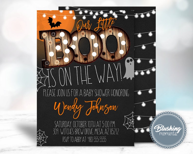 EDITABLE Halloween Baby Shower Invitation Set Fall Baby Etsy