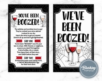 EDITABLE You've Been Booed Halloween Printable Booed Sign, You've Been Boozed, We've been Booed, Halloween Wine Gift Tags, Instant Download