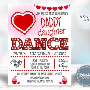 Valentinstag Papa Tochter Tanz Flyer, Schulparty Einladung, Schatz Tanz, Valentinstag Party, Sofort Download, Bearbeiten & Drucken