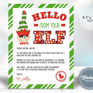 Carta de ELF EDITABLE, Hola de tu elfo, Carta de llegada de elfos, Nota de bienvenida de elfos, Kit de elfos, Ideas de accesorios para fotos de elfos, Actividad de los elfos, Nota del Polo Norte