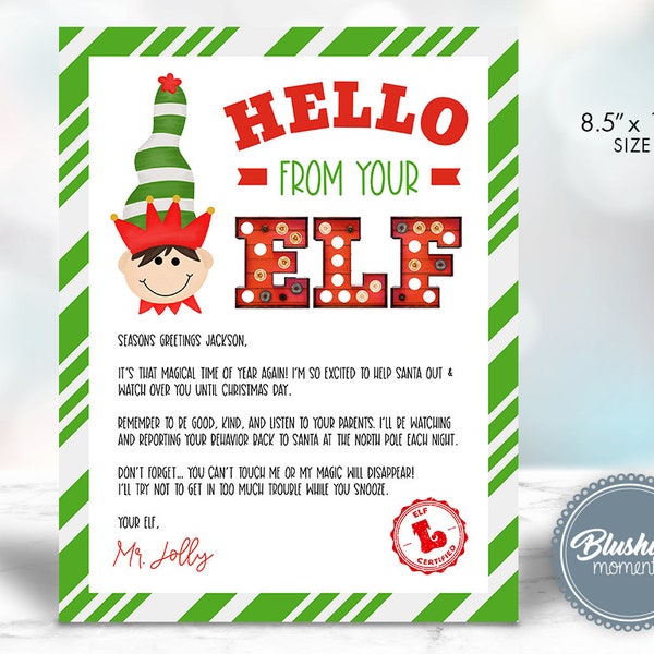 EDITABLE ELF Letter, Hello From Your Elf, Elf Arrival Letter,Elf Welcome Note, Elf Kit, Elf Photo Prop Ideas, Elf Activity, North Pole Note