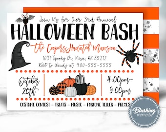 EDITABLE Halloween Invitation, Printable Halloween Party Invitation for Adults, Haunted Mansion Invite, Digital Download, Instant Download