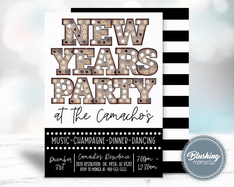 EDITABLE New Years Eve Invitation NYE Party Ticket - Etsy