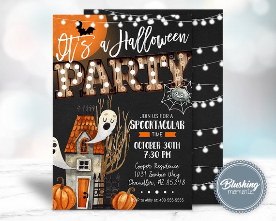 EDITABLE Halloween Party Invitation Ghost Invitations