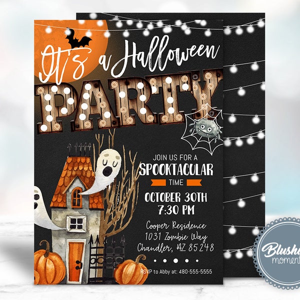 EDITABLE Halloween Party Invitation, Ghost Invitations, Halloween Birthday Invite, Haunted House, Costume Party, Printable, Instant Download