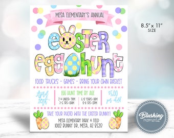 Editable Easter Egg Hunt Flyer, Easter Party, Easter Invitation, Kids Easter Party, School Flyer, PTO School Fundraiser, Printable Download