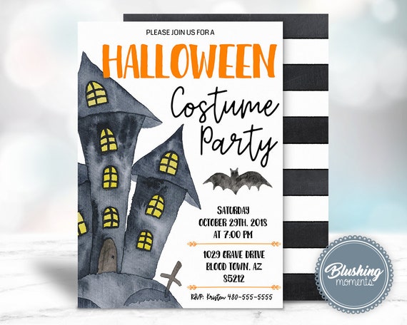 Halloween Costume Party Invitation Template Haunted House