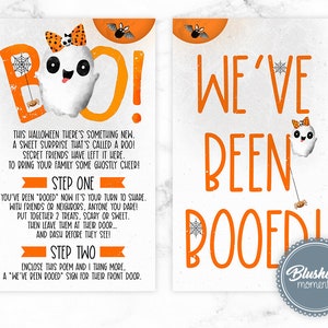 BEWERKBAAR We&#39;ve Been Booed-bord, je bent uitgejouwd, Halloween-gunsttags, Halloween-spel voor buren, Instant Download, afdrukbaar Bood-bord