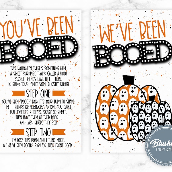 EDITABLE We've Been Booed Sign, You've Been Booed, Halloween Favor Tags, Neighbor Halloween Game, Instant Download, Printable Booed Sign