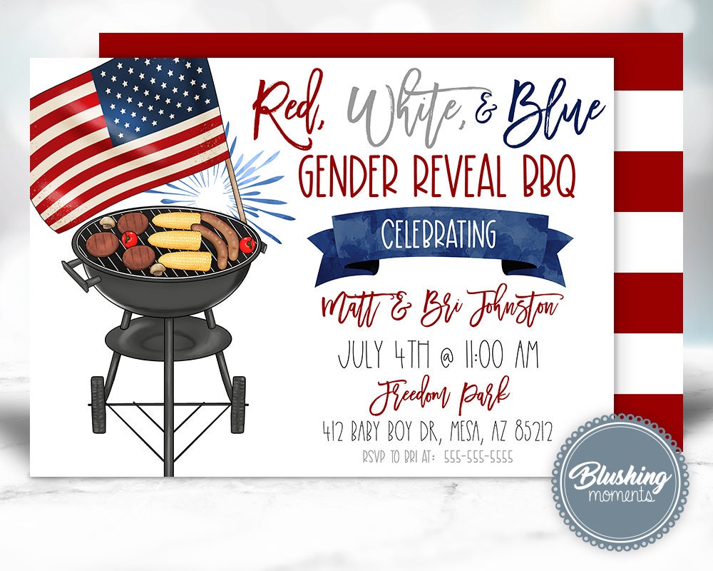 EDITABLE 4th of July Gender Reveal Invitation, Fireworks Gender Reveal Invitation, He or She Invite,Stars & Stripes, Gender Reveal BBQ