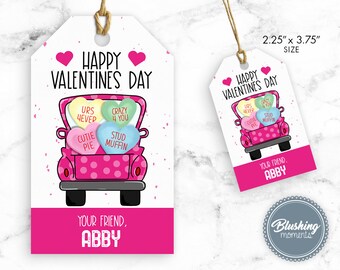 EDITIERBARE Valentinstag Gunst Tags, Valentinstag LKW Party Geschenk Tag, Herz Hang Tag, druckbare Valentinstag, Sofortiger Download, Blushing Moments
