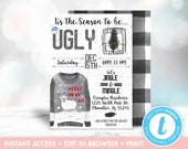 Ugly Sweater Christmas Invitation, Ugly Sweater Party, Printable Christmas Invitations, White Elephant Invitation, Instant Download