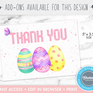 Easter Thank You Card, Printable Thank You Card, Easter Egg Thank You ...