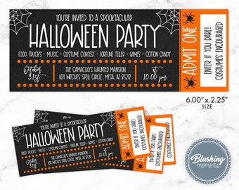 EDITABLE Halloween Ticket Invitation, Halloween Bash, Costume Party, Printable Halloween Invitation for Adults, Halloween Party Printable
