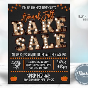 EDITABLE Fall Bake Sale Flyer, Fall Harvest Festival, Fall Carnival, Fall Invitation, School Flyer, Church Flyer, Boutique Flyer, Printable