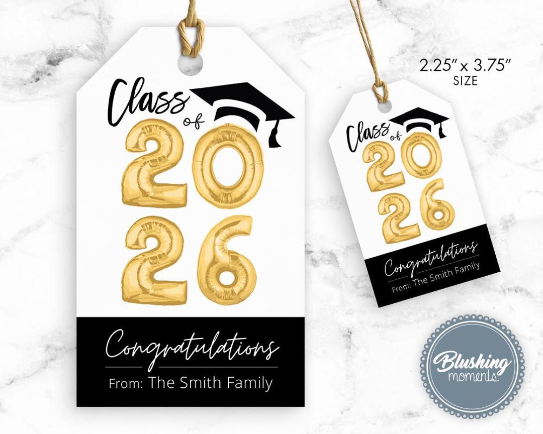 Class of 2026 Graduation Gift Tag, Editable Congratulations Party Favor ...