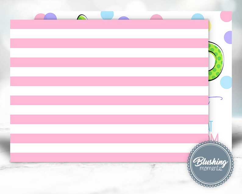 May include: Pink and white striped background with a white circle with the text "Blushing moments" in gray text.