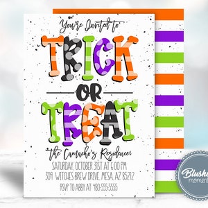 EDITABLE Halloween Invitation, Trick or Treat,Halloween Party Invitations, Halloween Flyer, Printable Halloween Invitation, Instant Download