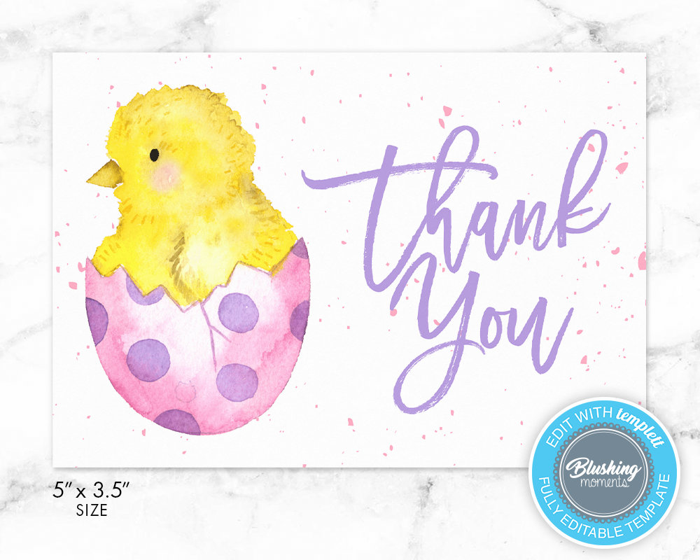 easter thank you card, printable thank you card, easter egg thank