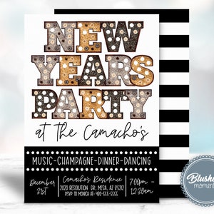 Silvester Einladung, NYE Bash Einladung, Festzelt Buchstaben, Instant Download, druckbare Einladung, Blushing Moments