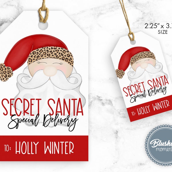 SECRET SANTA TAGS-Printable Christmas Secret Santa Claus Special Delivery Gift Exchange Printable Gift Tag-Christmas Party Favor-Editable