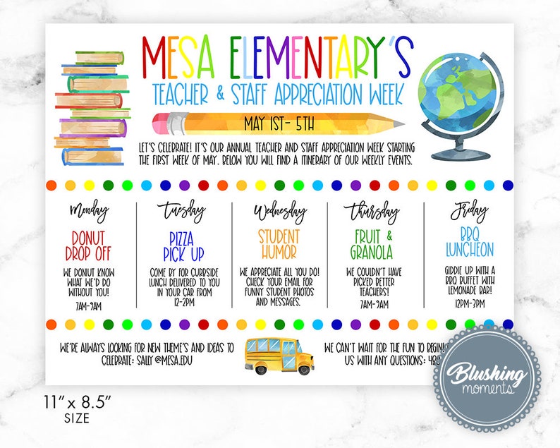 EDITABLE Teacher Appreciation Week Itinerary School Flyer Etsy