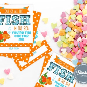 Editable Valentine Goldfish Tag, Printable Valentine, Goldfish Treat Tag, Teacher School Classroom Valentines, Instant Download
