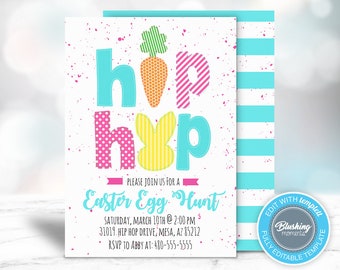 Editable Easter Egg Hunt Invite, Easter Party Invitation, Spring Invitation Flyer, Church Invite, Egg Hunt Invitation, Instant Download