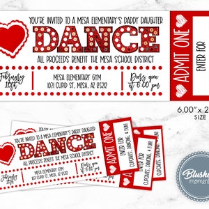 Valentinstag Daddy Daughter Dance Flyer, Schulparty-Einladung, Ticket-Einladung, Valentinstag-Party, Sofort-Download, bearbeiten & drucken
