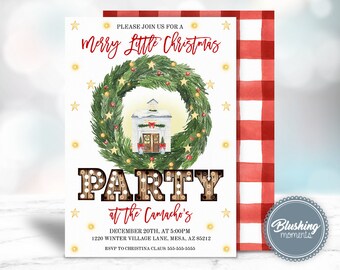 CHRISTMAS PARTY INVITATION-Holiday Invite-Merry Little Christmas-Company Holiday Party-Editable Template w/ Instant Access-Printable-Digital