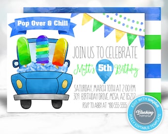 EDITABLE Popsicle Invitation, Ice Cream Party, Summer Pool Party Invite, Two Sweet, Ice Cream Truck, Printable, Instant Download, Template