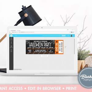 EDITABLE Halloween Ticket Invitation, Halloween Bash, Costume Party, Printable Halloween Invitation for Adults, Halloween Party Printable image 3