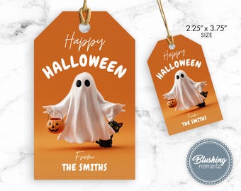 Happy Halloween Tag, Editable Favor Tag Template, Printable Halloween Treat Bag Tag, Halloween Gift Tag for Candy or Party Favors