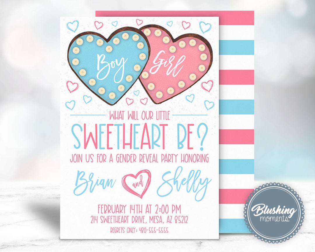 Gender Reveal Invitation, Valentine's Day Invitation, Boy or Girl, What