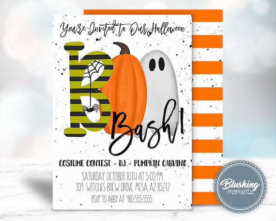 EDITABLE Halloween Party Invitation, Pumpkin Invitations, Halloween Birthday Invite, Boos and Booze, Boo Bash, Costume Party, Printable