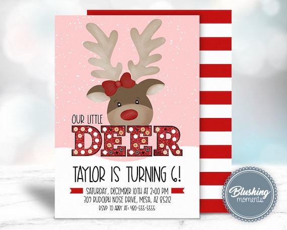 FALL BIRTHDAY INVITE - Little Deer Invite - Christmas Invitation - Costume Party Invite - Invitation For Party - Self Editable Invite