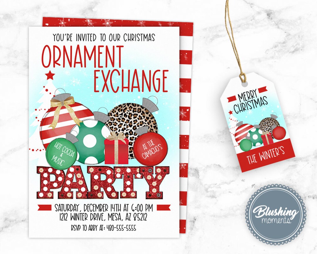 EDITABLE Christmas Ornament Invitation, Christmas Party Invites ...