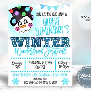 EDITABLE Winter Festival Flyer, Christmas Flyer, Snowman Invitation, Holiday Poster, Church Flyer, School Flyer, Community Event, Printable