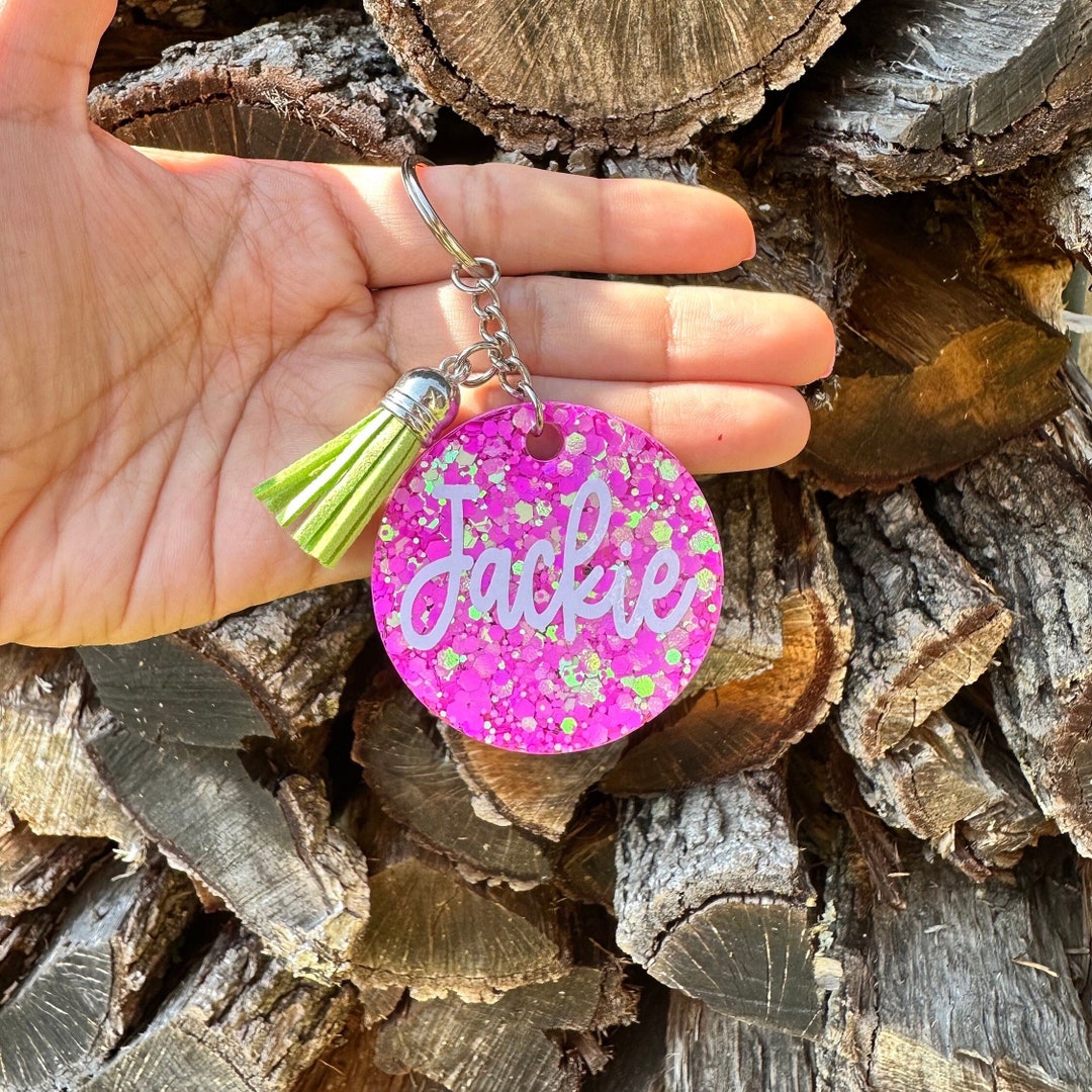 Confetti Keychain, Monogram Keychain With Tassel, Personalize It Etsy