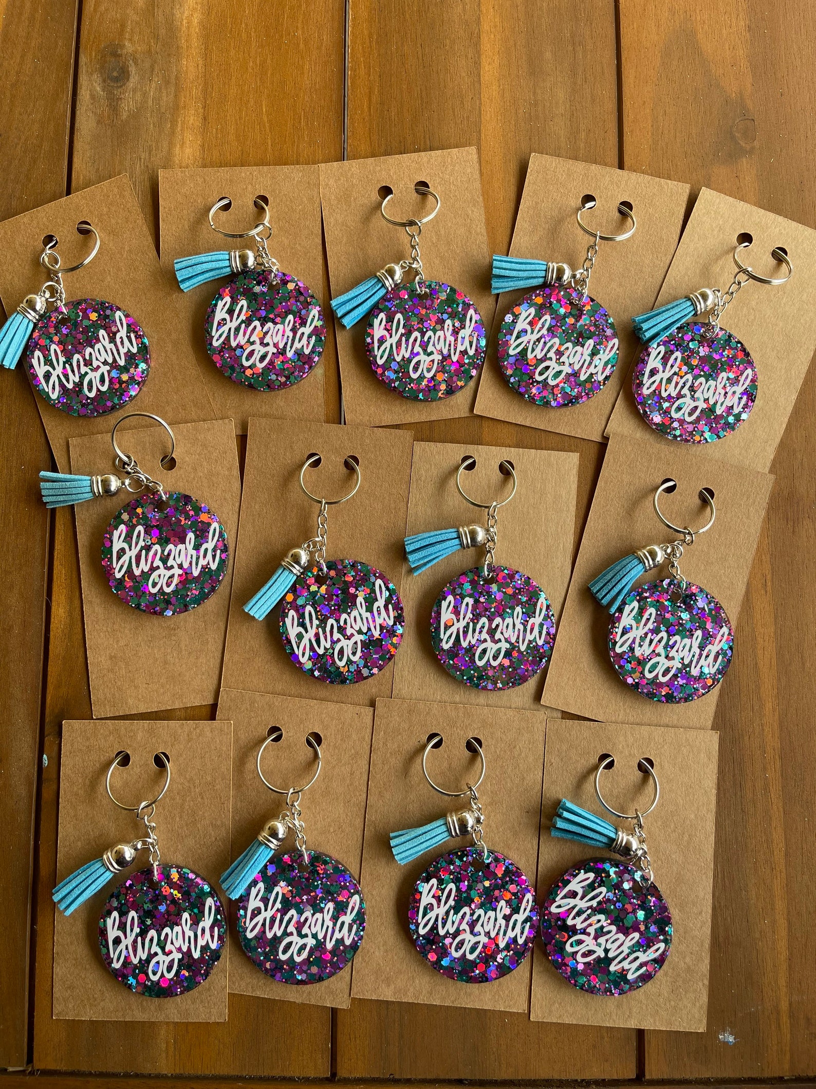 Confetti Keychain Monogram Keychain With Tassel Rainbow Etsy