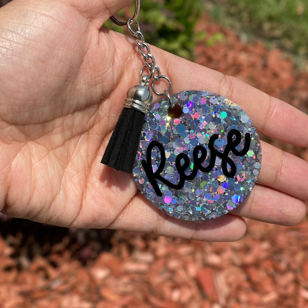 Confetti Keychain, Monogram Keychain With Tassel, Personalize It Etsy