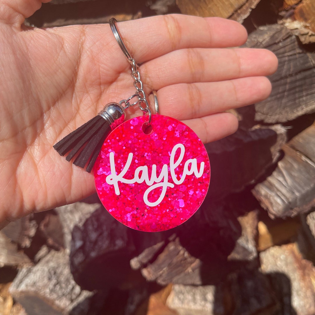 Confetti Keychain, Monogram Keychain With Tassel, Personalize It Etsy