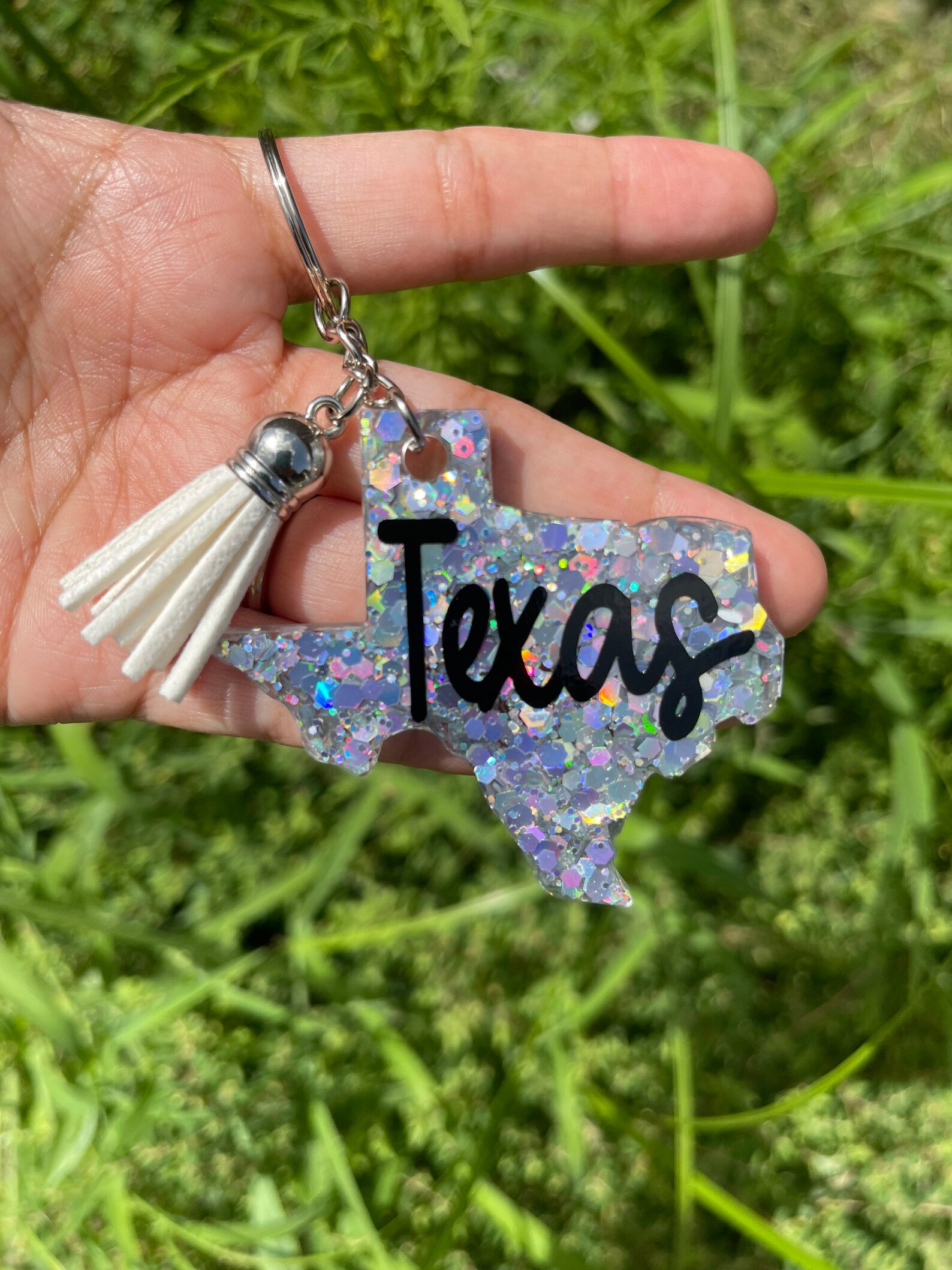 Texas Keychain With Tassel State Keychain Monogrammed Etsy