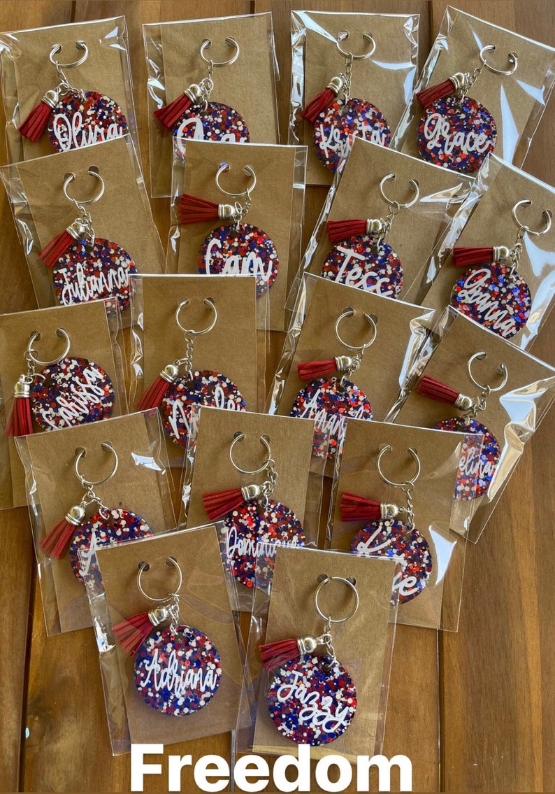 Confetti Keychain Monogram Keychain With Tassel Personalize Etsy