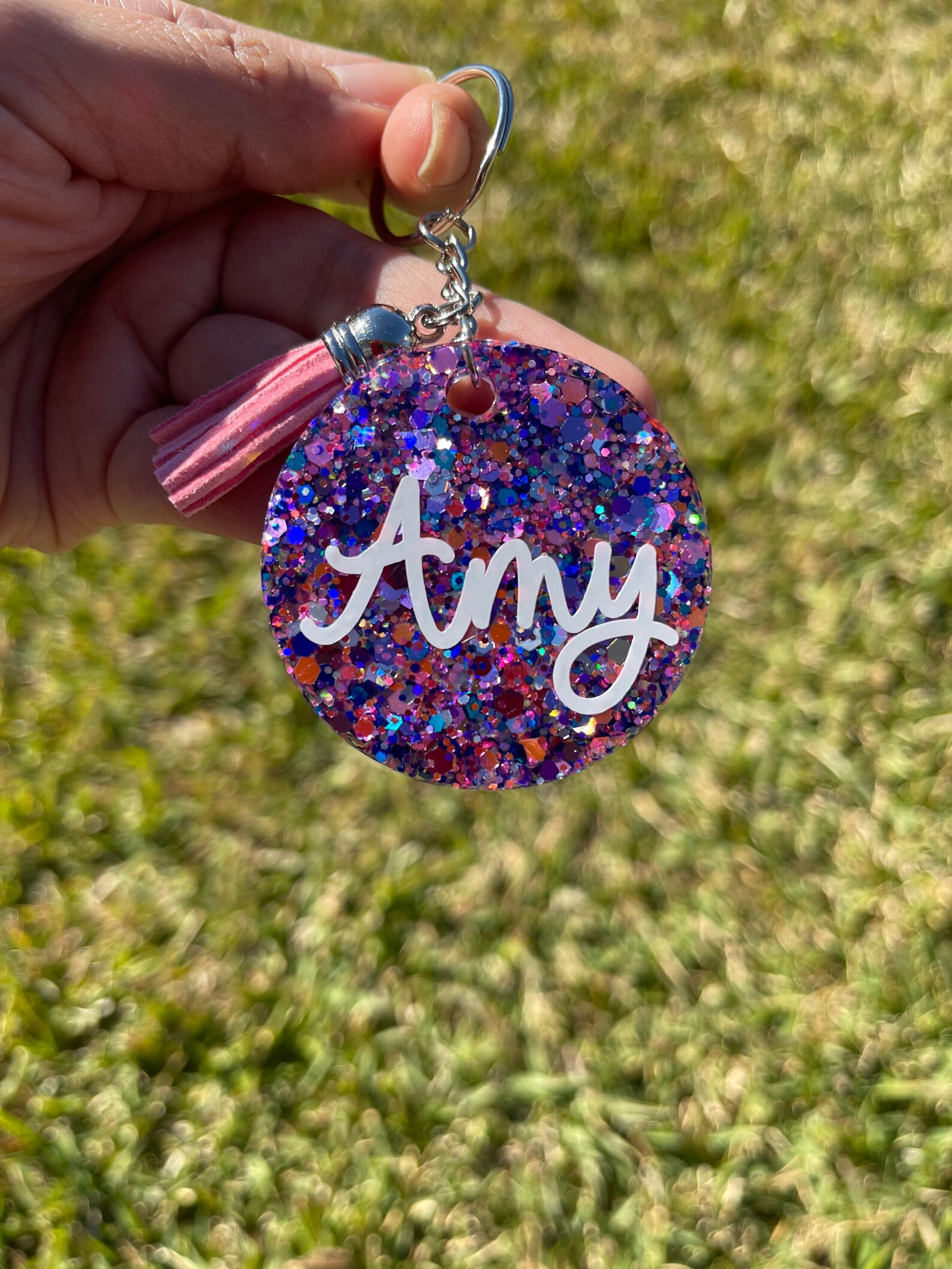 Confetti Keychain Monogram Keychain With Tassel Personalize Etsy