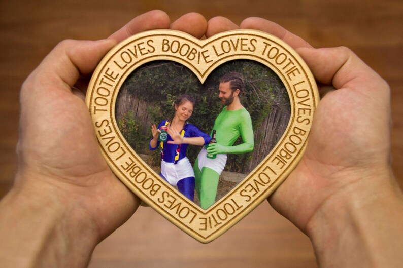 Custom Laser Engraved Wooden Heart Forever Frame