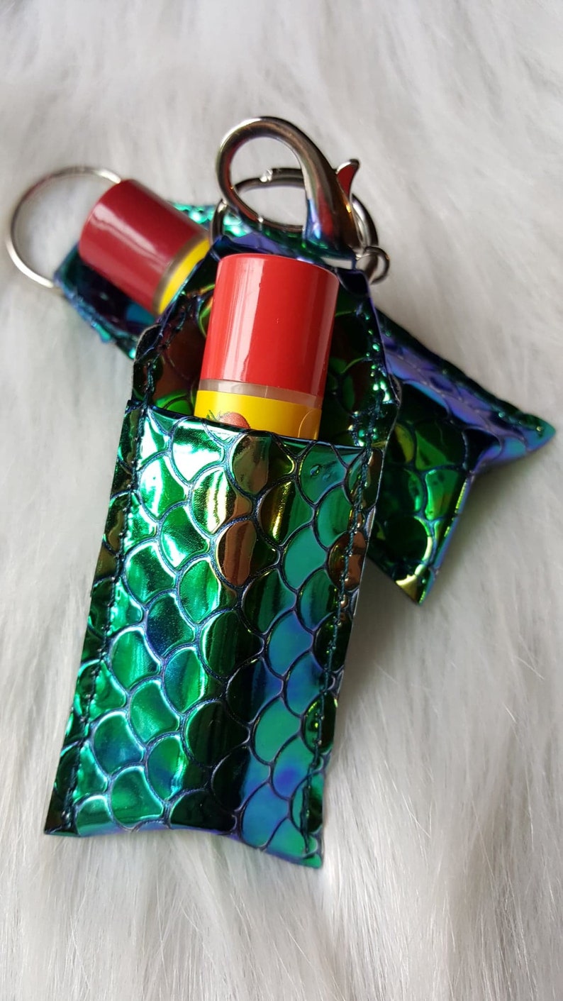 Horror movie characters faux leather chapstick holder keychain