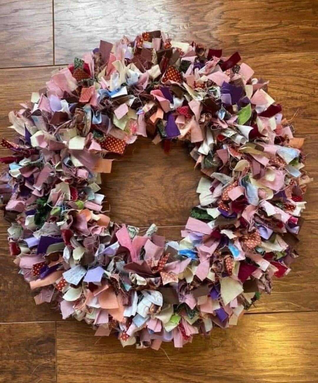 Multi Colored Round Rag Cloth Wreath Farmhouse Decor - Etsy