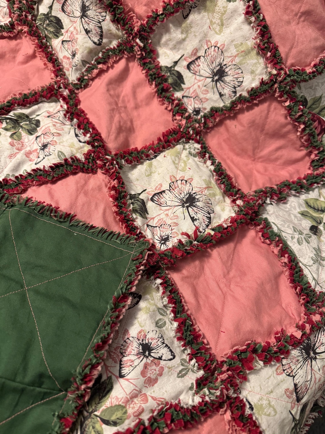 Mauve & Pink Butterfly Rag Cloth Quilt - Etsy