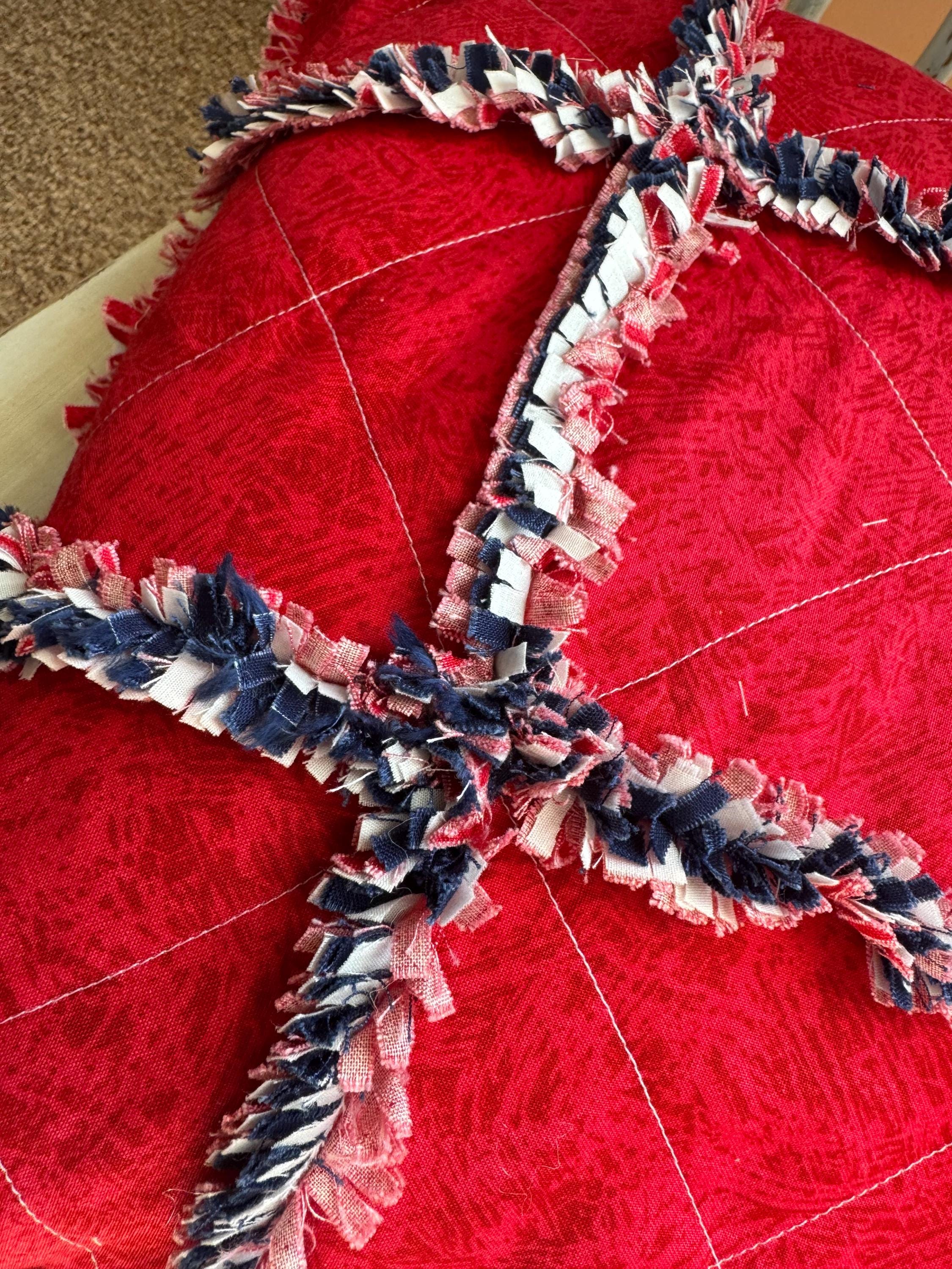 Patriotic Square Rag Cloth Quilted Pillow - Etsy